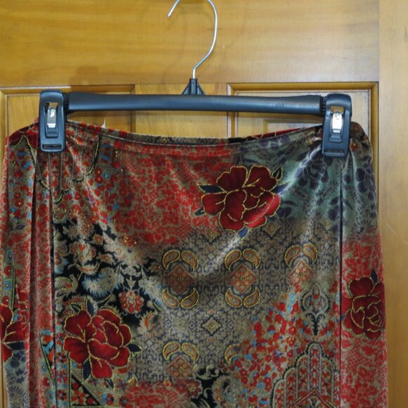 VTG Boston Proper Multicolored Midi Skirt Velveteen Lined Size Large - Picture 3 of 7